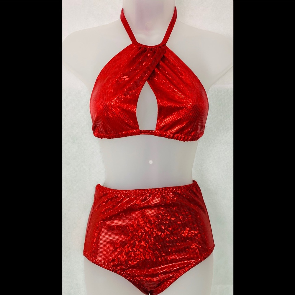 Body Language Metallic Red Bikini